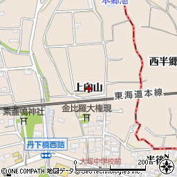 愛知県蒲郡市大塚町上向山周辺の地図