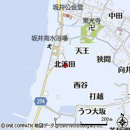 愛知県常滑市坂井北浜田周辺の地図