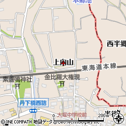 愛知県蒲郡市大塚町（上向山）周辺の地図