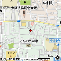 大阪府茨木市中津町周辺の地図