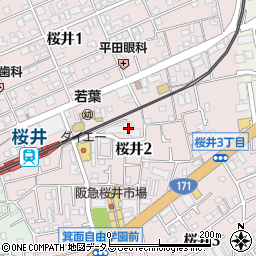 大阪府箕面市桜井周辺の地図