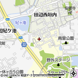 京都府京田辺市田辺平周辺の地図
