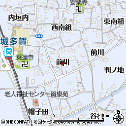 京都府綴喜郡井手町多賀前川周辺の地図