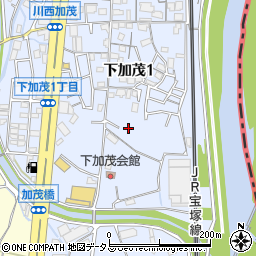 兵庫県川西市下加茂周辺の地図
