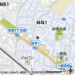 大阪府池田市鉢塚1丁目周辺の地図