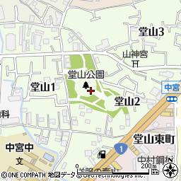 大阪府枚方市堂山周辺の地図