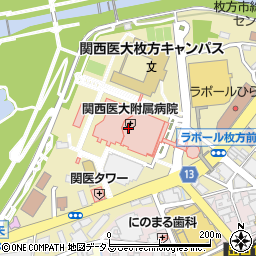 関西医科大学附属病院周辺の地図