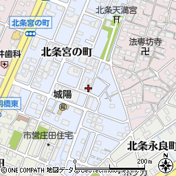 兵庫県姫路市北条宮の町167周辺の地図