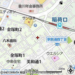 愛知県豊川市金塚町1丁目8周辺の地図