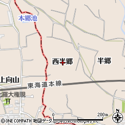愛知県豊川市御津町赤根西半郷周辺の地図