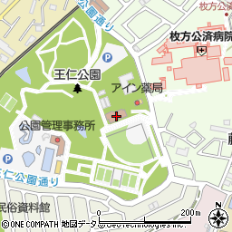 大阪府枚方市王仁公園2-2周辺の地図
