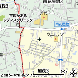 兵庫県川西市加茂3丁目3周辺の地図