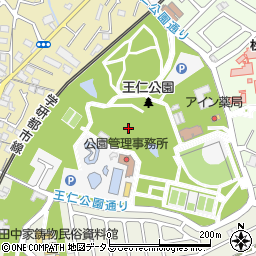大阪府枚方市王仁公園周辺の地図