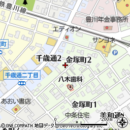 愛知県豊川市金塚町2丁目73周辺の地図