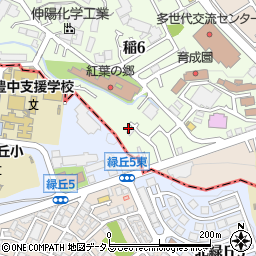 大阪府箕面市稲6丁目17-21周辺の地図