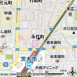 リパーク阪急茨木市駅北第３駐車場周辺の地図