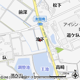 愛知県西尾市吉良町友国池下周辺の地図