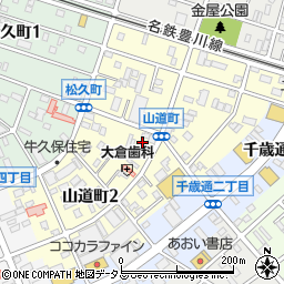 愛知県豊川市山道町周辺の地図