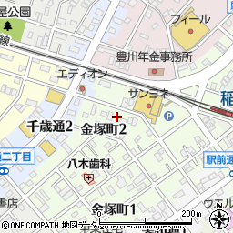 愛知県豊川市金塚町2丁目34周辺の地図