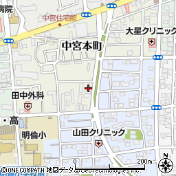 タイムズ枚方中宮本町駐車場周辺の地図