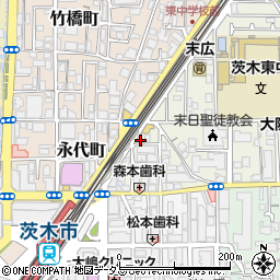 ブーブーパーク阪急茨木駅前駐車場周辺の地図