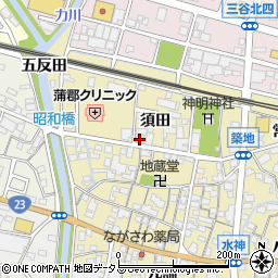 愛知県蒲郡市三谷町須田周辺の地図