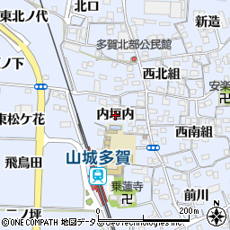 京都府井手町（綴喜郡）多賀（内垣内）周辺の地図