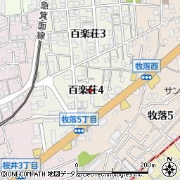 大阪府箕面市百楽荘4丁目周辺の地図