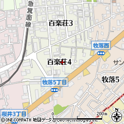 大阪府箕面市百楽荘4丁目周辺の地図