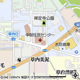京田辺市立中央図書館　中部分室周辺の地図