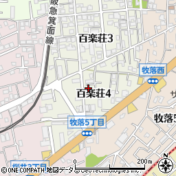 大阪府箕面市百楽荘4丁目2周辺の地図