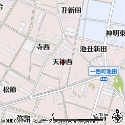 愛知県西尾市一色町池田天神西周辺の地図