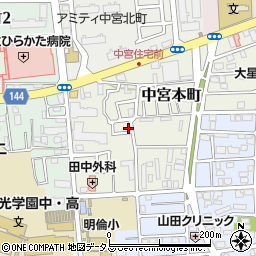大阪府枚方市中宮本町23-7周辺の地図