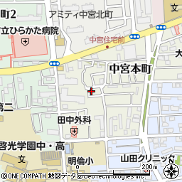 大阪府枚方市中宮本町23-2周辺の地図