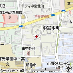 大阪府枚方市中宮本町23-3周辺の地図