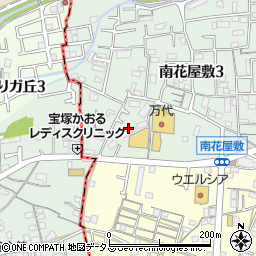 兵庫県川西市南花屋敷3丁目16周辺の地図