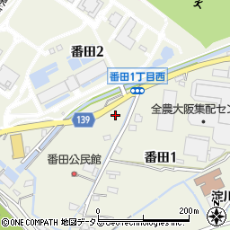 大阪府高槻市番田周辺の地図