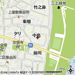 愛知県豊川市三上町（中島）周辺の地図