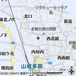 京都府綴喜郡井手町多賀西北組24-1周辺の地図