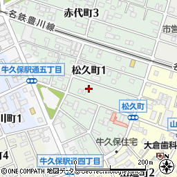 愛知県豊川市松久町周辺の地図