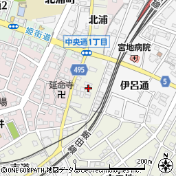 愛知県豊川市古宿町（中通）周辺の地図
