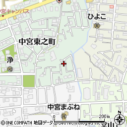 大阪府枚方市中宮東之町36周辺の地図