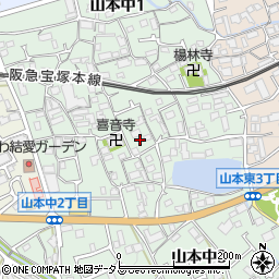 兵庫県宝塚市山本中周辺の地図