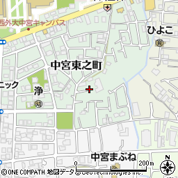 〒573-1195 大阪府枚方市中宮東之町の地図