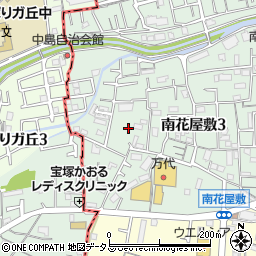 兵庫県川西市南花屋敷3丁目15周辺の地図
