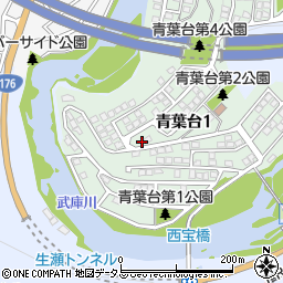 兵庫県西宮市青葉台周辺の地図