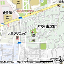 大阪府枚方市中宮東之町6周辺の地図