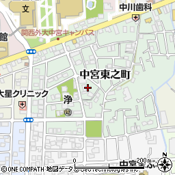 大阪府枚方市中宮東之町7周辺の地図