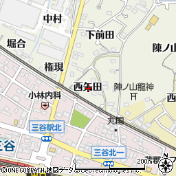 愛知県蒲郡市豊岡町西矢田周辺の地図