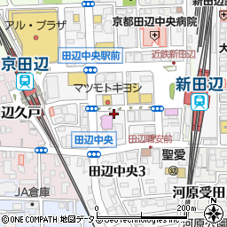 京都府京田辺市田辺中央周辺の地図